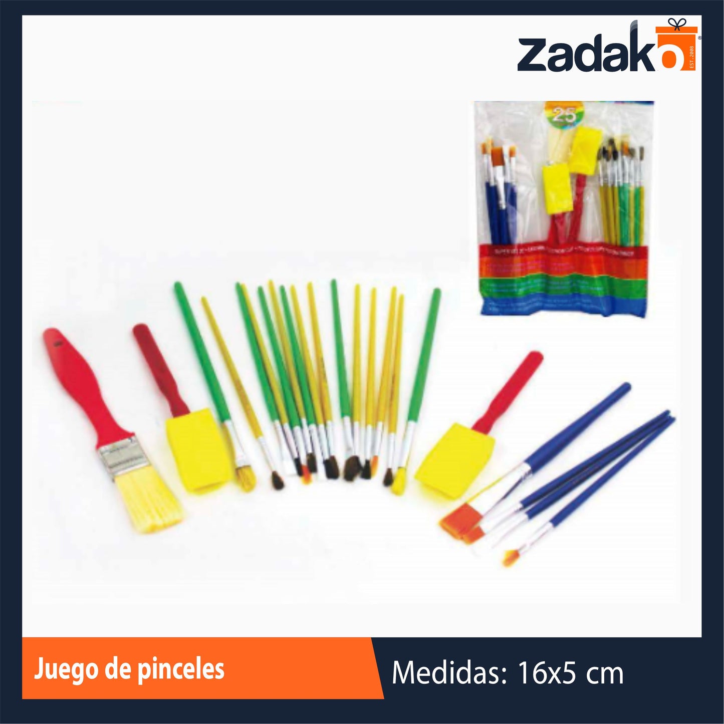 ZP-1051 JUEGO DE PINCELES CON 1 PZ O CAJA CON 360 PZS