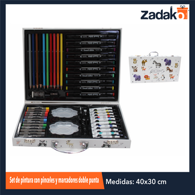 ZP-1263 SET DE PINTURA CON PINCELES Y MARCADORES DOBLE PUNTA CON 1 PZ O CAJA CON 20 PZS