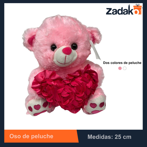 ZT-0121 OSO DE PELUCHE CON CORAZON ROJO CON 1 PZ O CAJA CON 80 PZS
