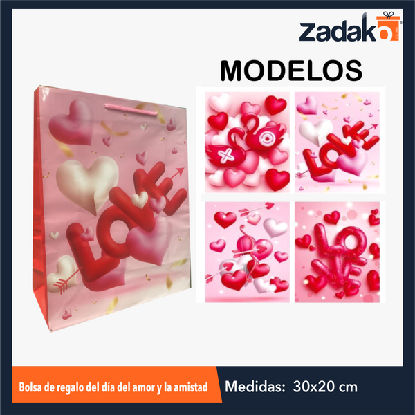 ZT-0124 BOLSA DE REGALO DEL DIA DEL AMOR Y LA AMISTAD CON 1 PZ O CAJA CON 600 PZS
