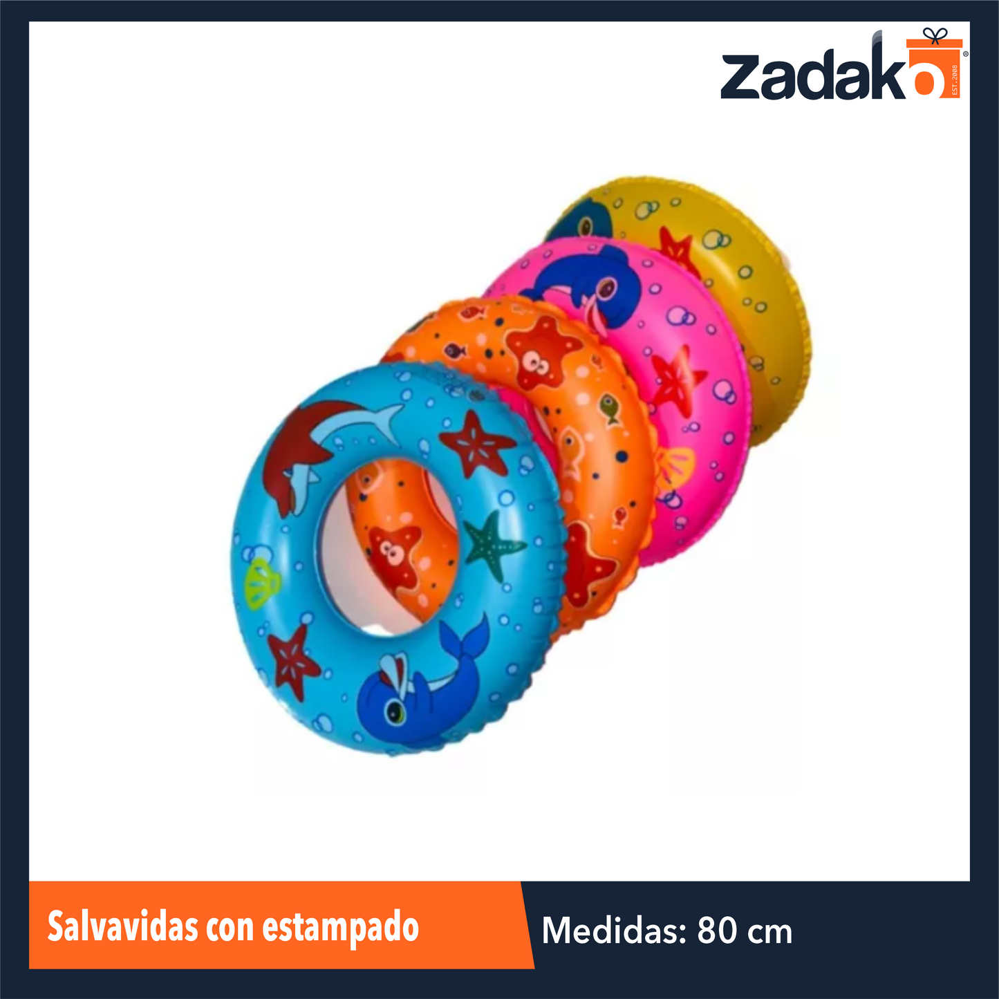 ZT-0170 SALVAVIDAS CON ESTAMPADO  DE 80 CM CON 1 PZ O CAJA CON 360 PZS