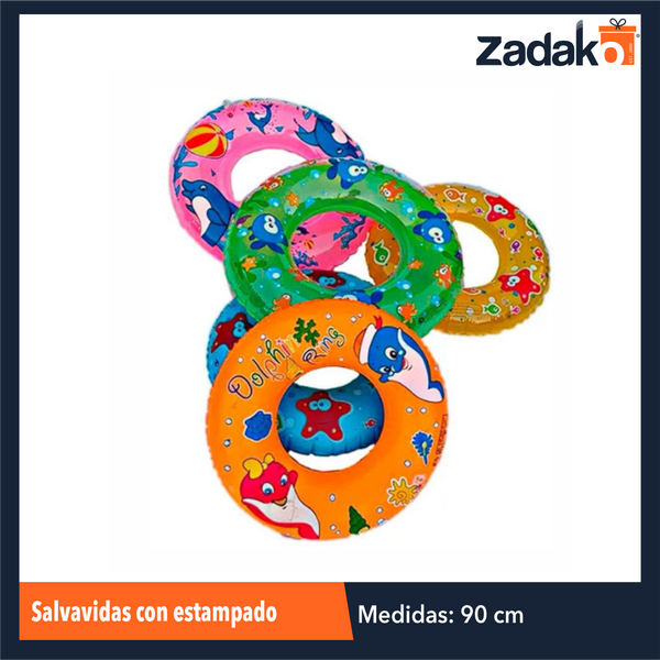 ZT-0171 SALVAVIDAS CON ESTAMPADO DE 90 CM CON 8 PIEZAS O CAJA CON 300 PZS