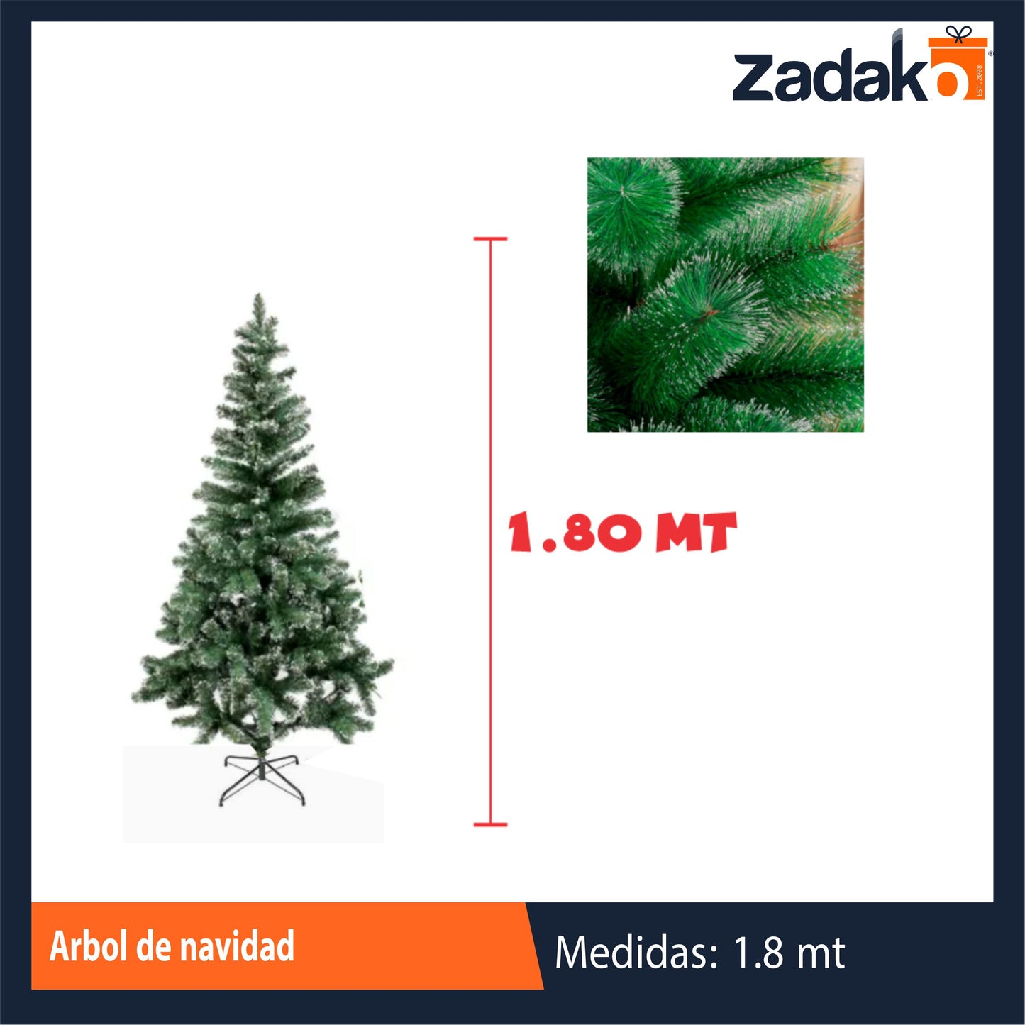 Z-02-NVD-009254 | ZT-0089 ARBOL DE NAVIDAD 1.8 MTRS DE ALTO CON 1 PZ