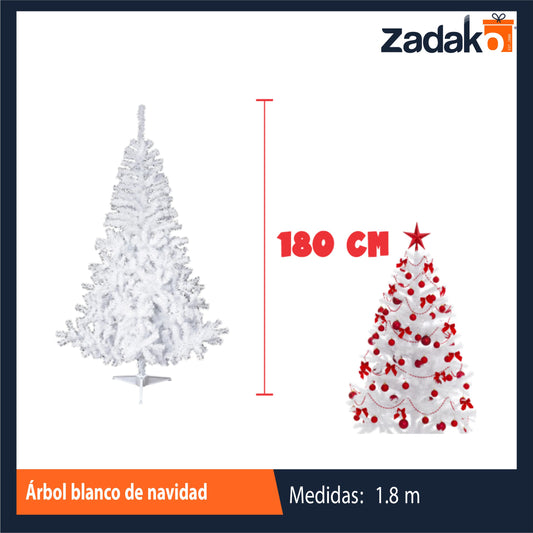 ZT-0301 ARBOL BLANCO DE NAVIDAD 1.80 MTRS. ALTO CON 1 PZ