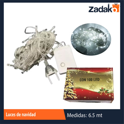 ZT-0351 LUCES PARA DECORACIÓN 1.5 MM x 6.5 M, 100 CABEZALES LAMPARA CALIDA, 1 SOLO COLOR, LED V5, ENCHUFE PLANO 2 ORIFICIOS CON  1 PZ O CAJA CON 60 PZS