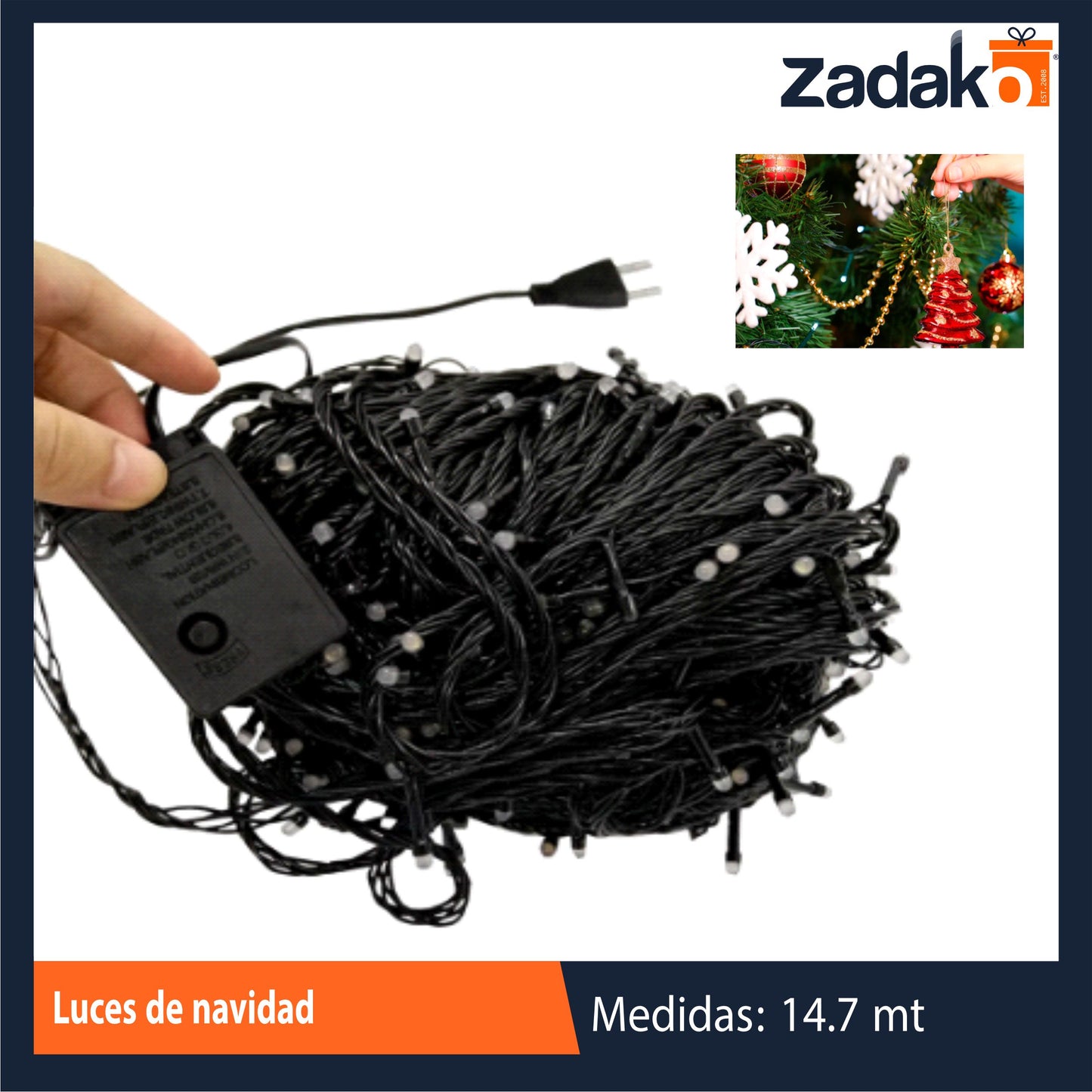 ZT-0370 SERIE DE LUCES DE NAVIDAD 14.7 M CON 1 PZ O CAJA CON 24 PZS