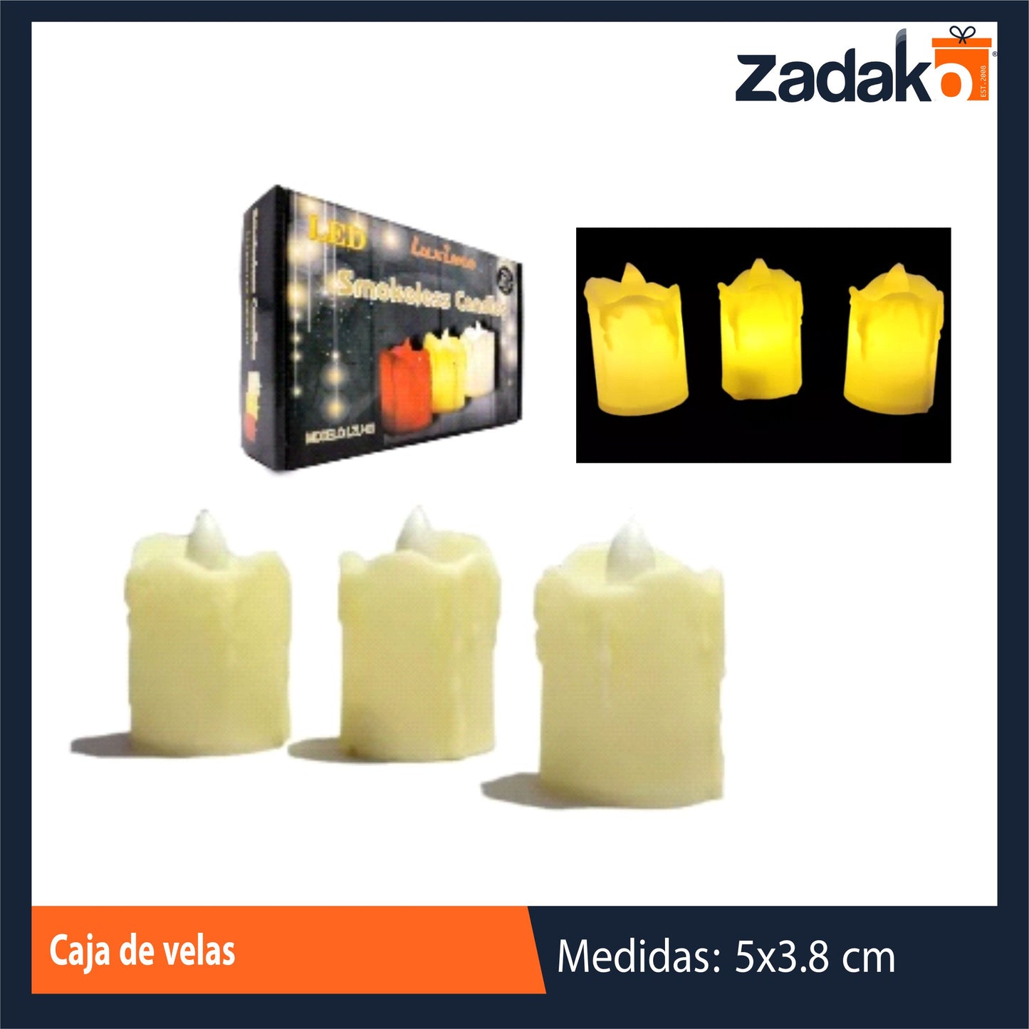 ZT-0405 CAJA DE VELAS  3.8 X 5 CM CON 24 PZS O CAJA CON 40 PQTS