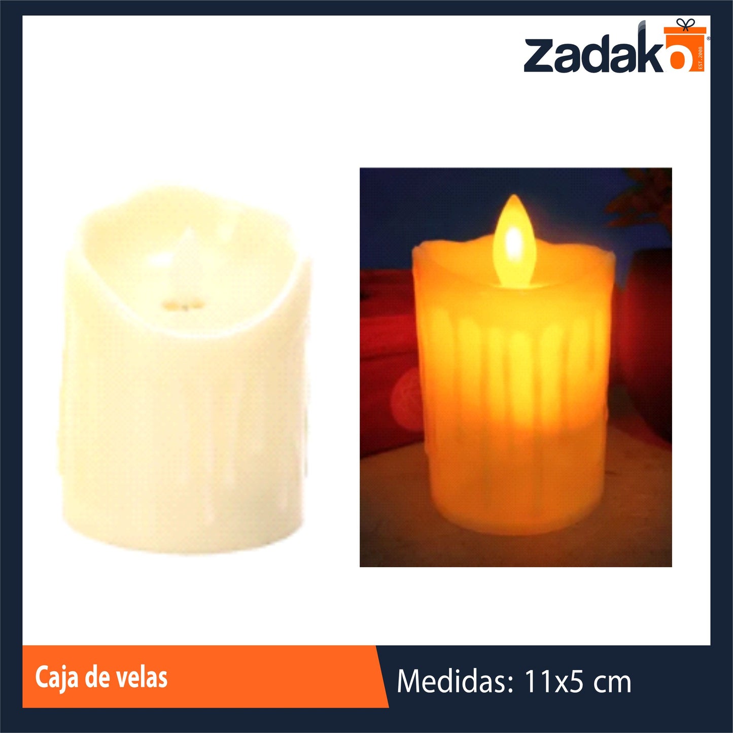 ZT-0408 CAJA DE VELAS 5 X 11 CM CON 12 PZS O CAJA 40 PQTS