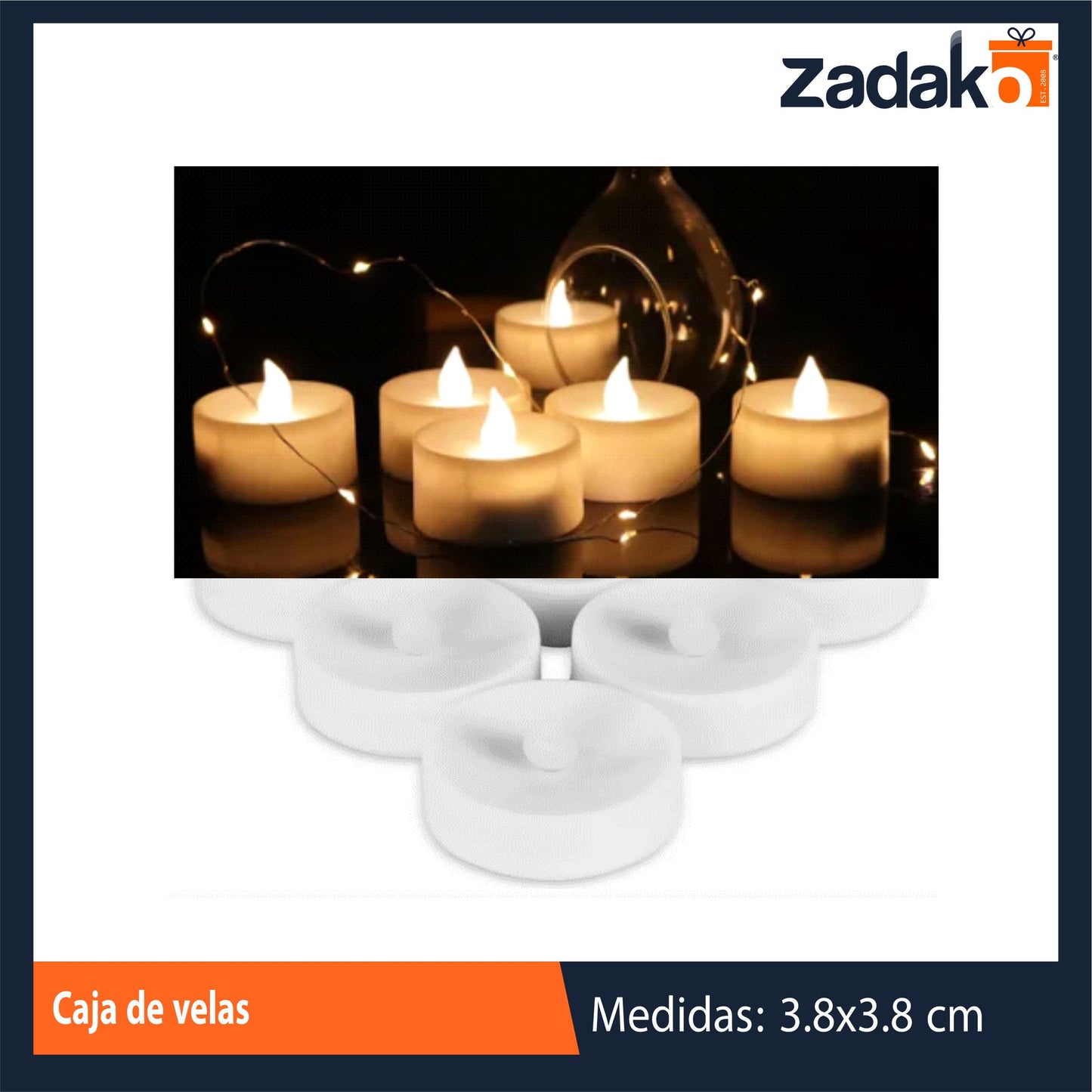 ZT-0412 CAJA DE VELAS 3.8 X 3.8 CM CON 24 PZS O CAJA 60 PQTS