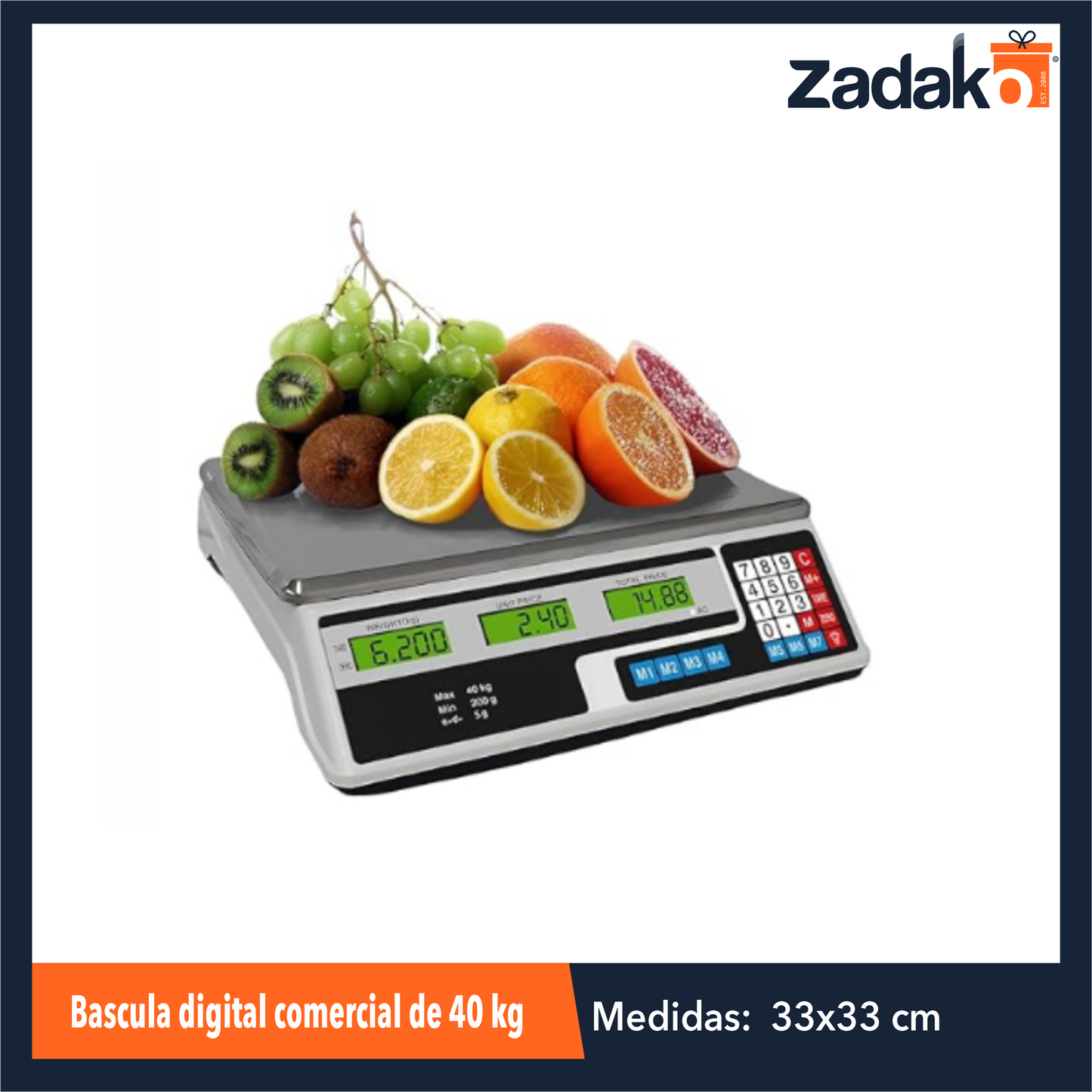 ZH-2185 BASCULA DIGITAL COMERCIAL DE 40 KG CON 1 PZ O CAJA CON 5 PZS