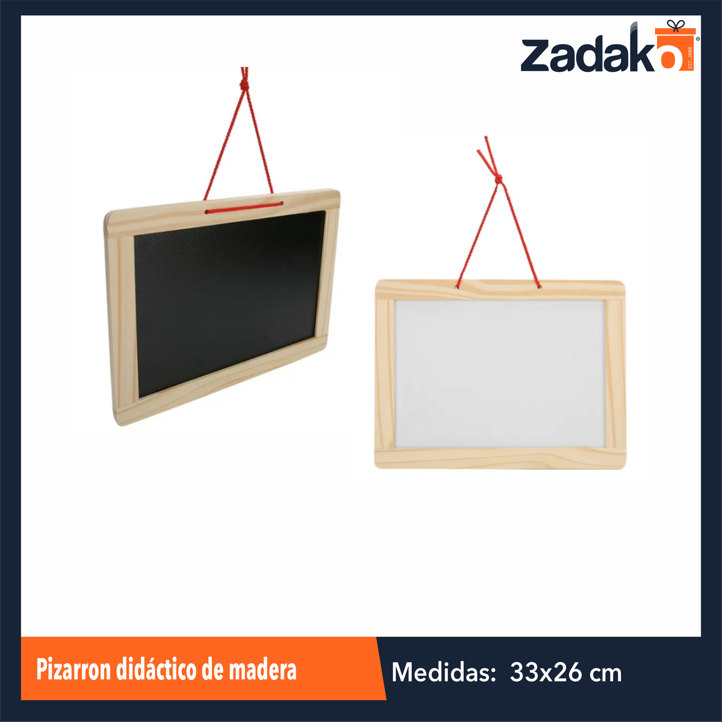 ZJ-1358 DOBLE PIZARRON DE APRENDIZAJE DIDACTICO DE MADERA CON ACCESORIOS DE 34 X 26 X 1.1 CM CON 1 PZ O CAJA CON 60 PZS