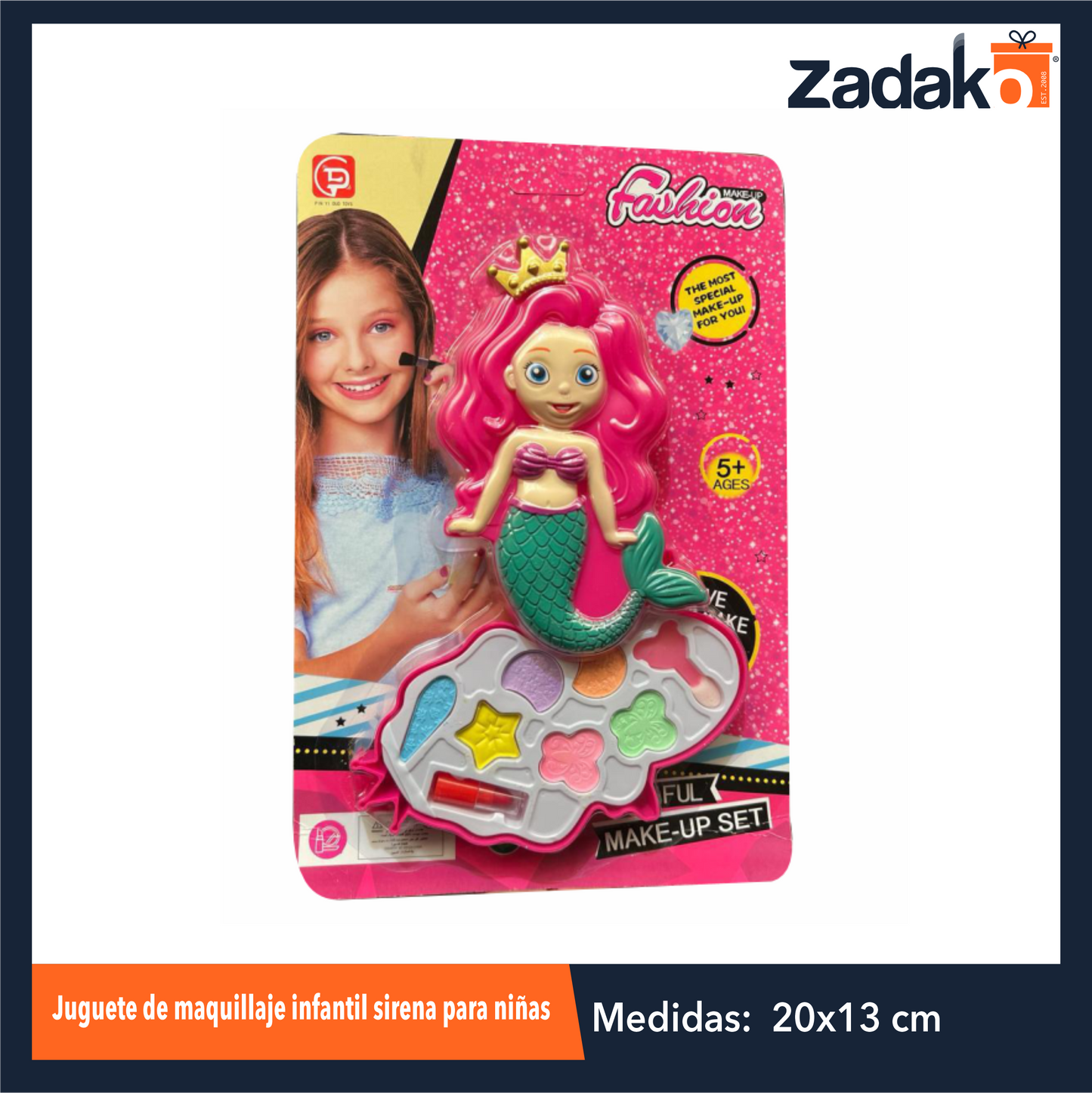 ZJ-2161 JUGUETE DE MAQUILLAJE INFANTIL SIRENA PARA NIÑAS CON 1 PZ O CAJA CON 144 PZS