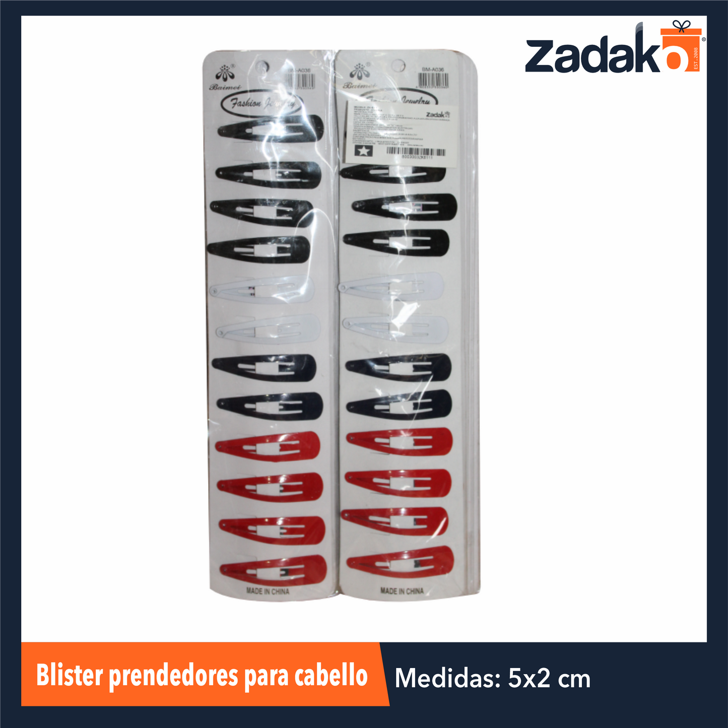 ZK-8111 BLISTER PRENDEDORES PARA CABELLO CON 12 PZA O CAJA CON 100 PQTS