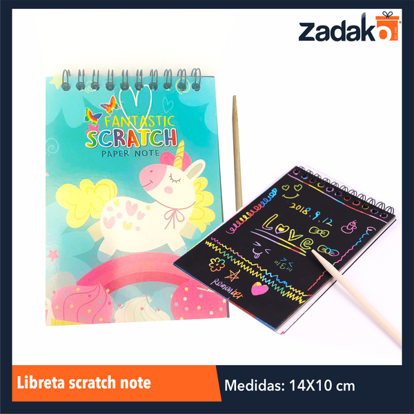 GPM-2655 ZP-0916 LIBRETA SCRATCH 10 HOJAS 10 X 14 CM CON 1 PZ O CAJA CON 720 PZS