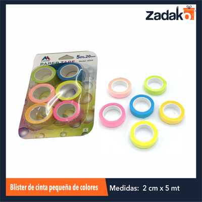 ZP-1156 BLISTER DE CINTA PEQUEÑA DE COLORES CON 6 PZS O CAJA CON 200 PQTS