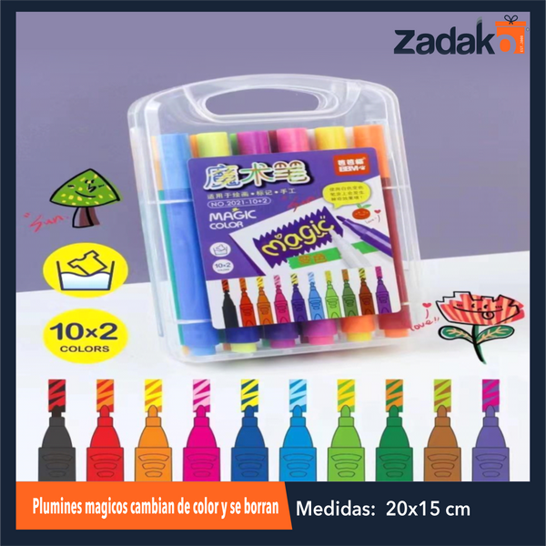 ZP-1581 PLUMINES MAGICOS CAMBIAN DE COLOR Y SE BORRAN CON 12 PIEZAS CON 1 PZ O CAJA CON 108 PZS