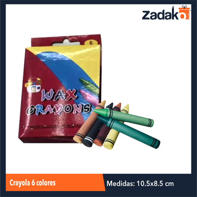 ZP-1715 CRAYOLA 6 COLORES  8.5 X 10.5 CM  CON 1 PZ O CAJA CON 288 PZS