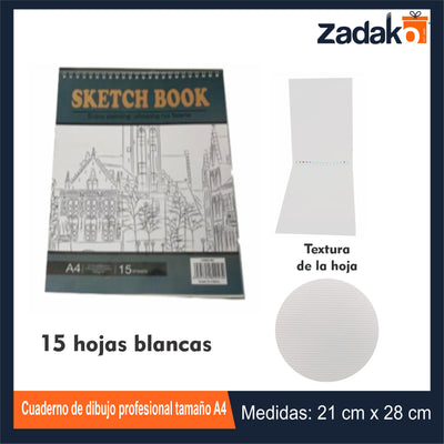 ZP-1207 CUADERNO DE DIBUJO PROFESIONAL TAMAÑO A4 CON 1 PZ O CAJA CON 120 PZS