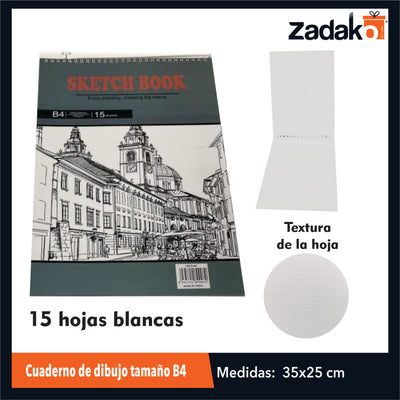 ZP-1208 CUADERNO DE DIBUJO TAMAÑO B4 CON 1 PZ O CAJA CON 80 PZS