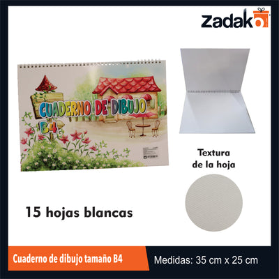 ZP-1210 CUADERNO DE DIBUJO TAMAÑO B4 CON 1 PZ O CAJA CON 80 PZS